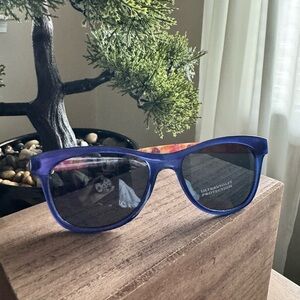 Blue & Floral Print Sunglasses with UV Protection - SKU L
